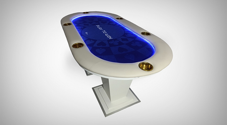 Mesa de Poker Home Game Branca com Porta Copos Dourado - Pro26